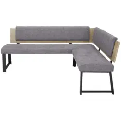 Eckbank 200/160 cm in Grau, Schwarz, Eichefarben