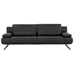 Dreisitzer-Sofa in Echtleder Schwarz