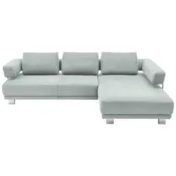 Ecksofa in Chenille Hellgrau