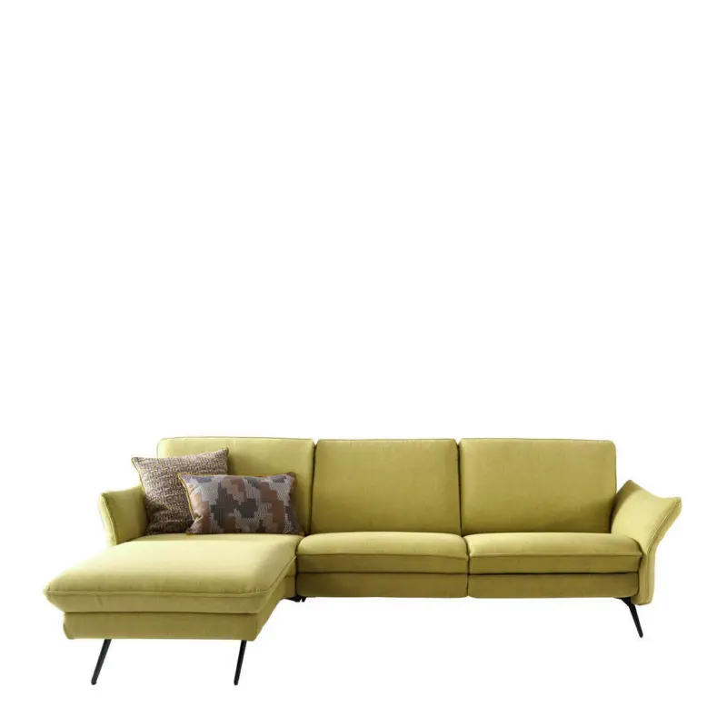 Ecksofa in Chenille Gelb, Grün