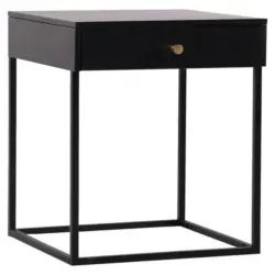 Nachttisch in Schwarz, Goldfarben