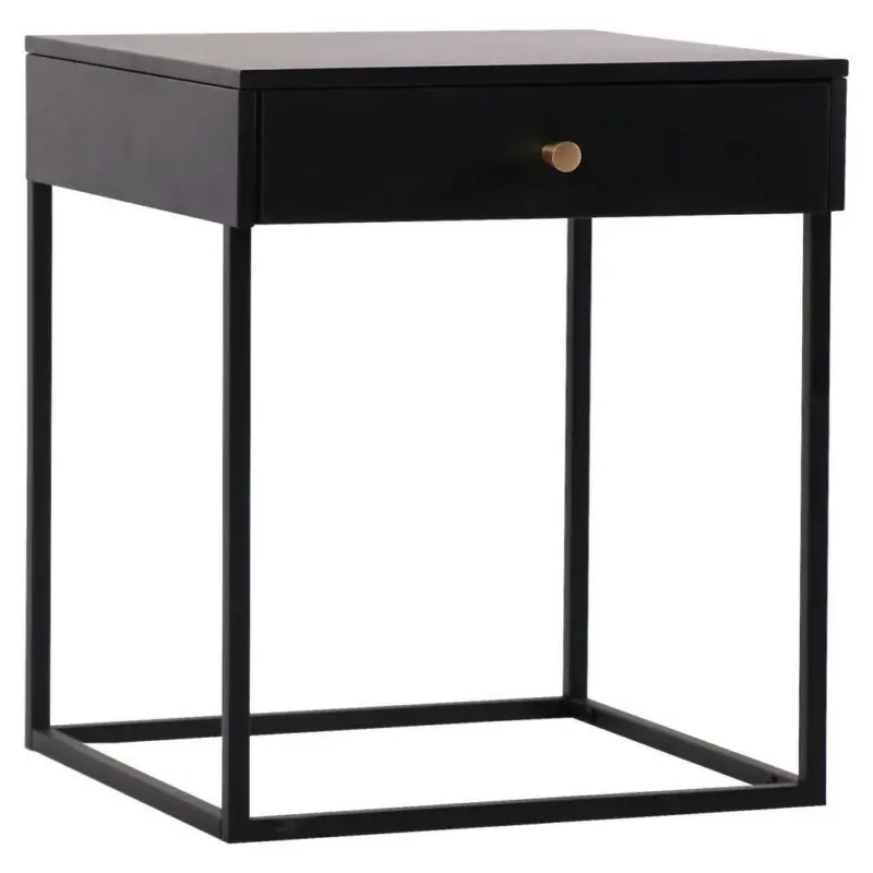Nachttisch in Schwarz, Goldfarben