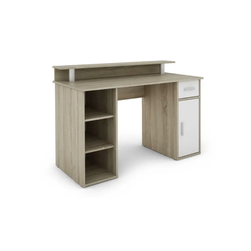 Schreibtisch 120/55/75 cm in Weiß, Sonoma Eiche