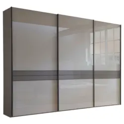 Schwebetürenschrank in Braun, Grau