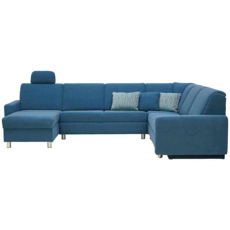 Wohnlandschaft in Jacquard Blau, Petrol