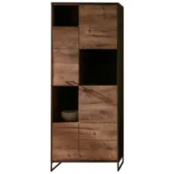 Vitrine in Graphitfarben, Eichefarben