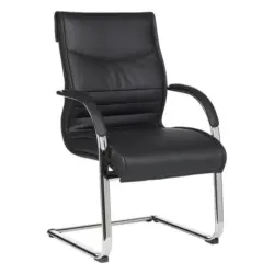 Besucherstuhl in Lederlook Schwarz