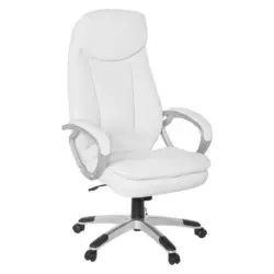 Chefsessel in Lederlook Wei&szlig;