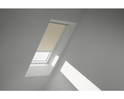 VELUX Verdunkelungsrollo uni hellbeige solarbetrieben Rahmen weiß DSL PK08 1085SWL