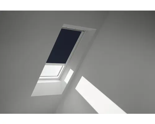 VELUX Verdunkelungsrollo uni dunkelblau solarbetrieben Rahmen weiß DSL SK10 1100SWL