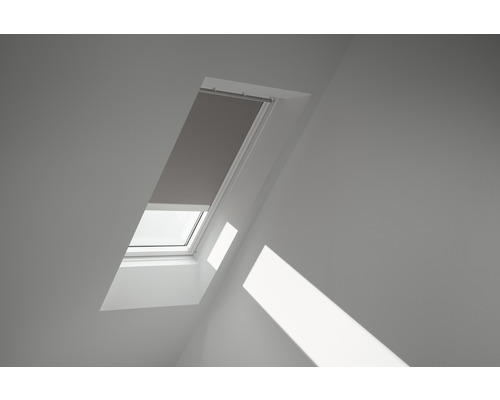 VELUX Verdunkelungsrollo uni grau elektrisch Rahmen weiß DML MK06 0705SWL