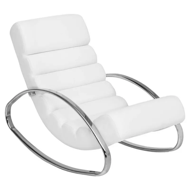 Schaukelsessel in Lederlook Weiß