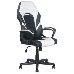 Gamingstuhl in Lederlook Schwarz, Weiß
