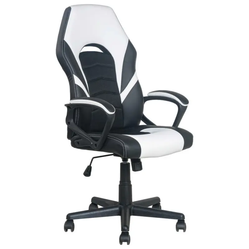 Gamingstuhl in Lederlook Schwarz, Weiß