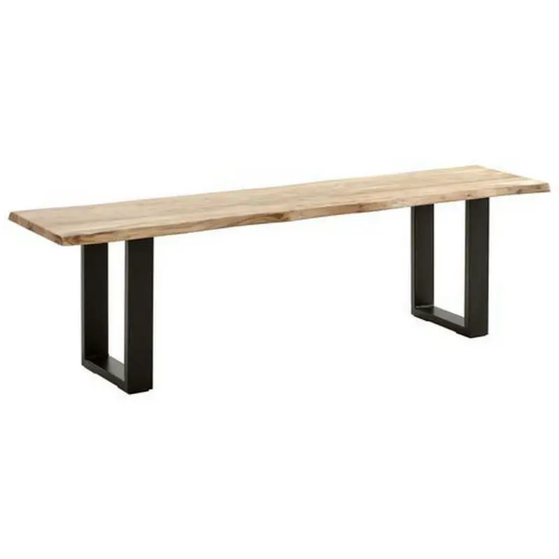 Sitzbank in Holz, Metall Schwarz, Akaziefarben