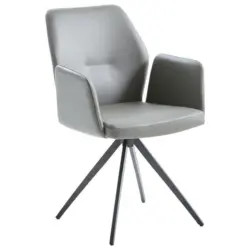 Armlehnstuhl in Stahl Echtleder