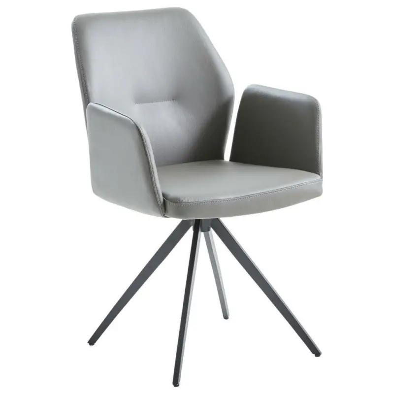 Armlehnstuhl in Stahl Echtleder