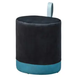 Hocker in Kunststoff, Textil, Holzwerkstoff Blau, Schwarz