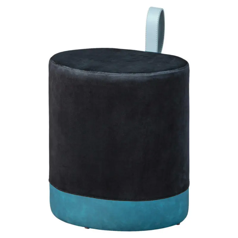 Hocker in Kunststoff, Textil, Holzwerkstoff Blau, Schwarz