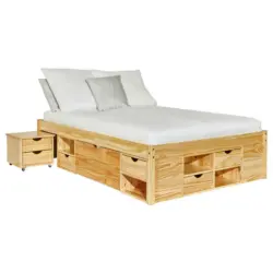Stauraumbett 140/200 cm in Naturfarben