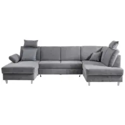 Wohnlandschaft in Struktur Silberfarben