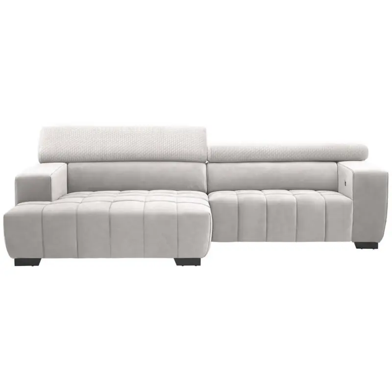 Ecksofa in Velours Hellgrau