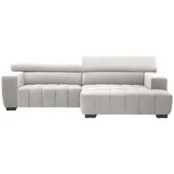 Ecksofa in Velours Hellgrau