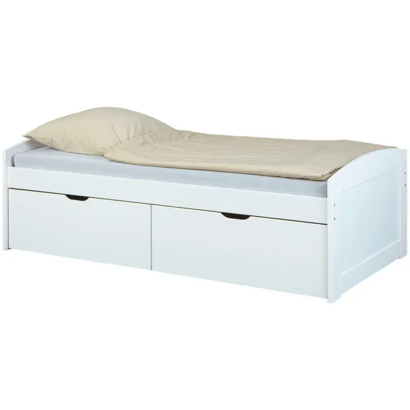Stauraumbett 90/200 cm in Weiß