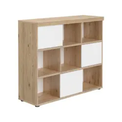 Standregal 126,9/109,7/42,6 cm Weiß, Eichefarben