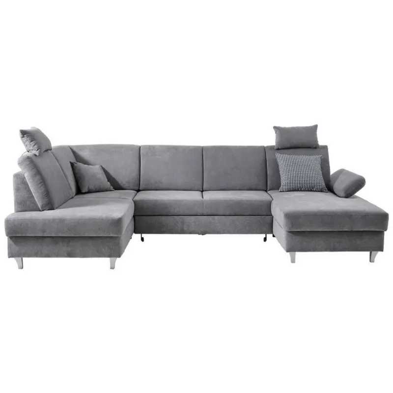 Wohnlandschaft in Struktur Silberfarben