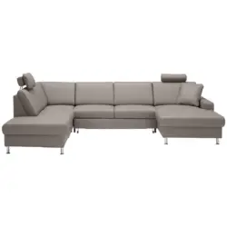 Wohnlandschaft in Echtleder Hellgrau