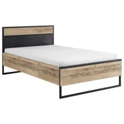 Bett 120/200 cm in Anthrazit, Fichtefarben