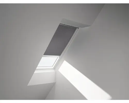 Velux Plissee-Faltstore solarbetrieben betongrau uni FSC 204 1163S