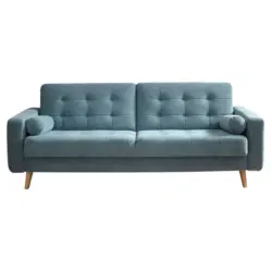 Schlafsofa in Mikrovelours Blau