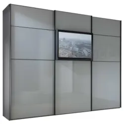 Schwebetürenschrank in Grau, Hellgrau