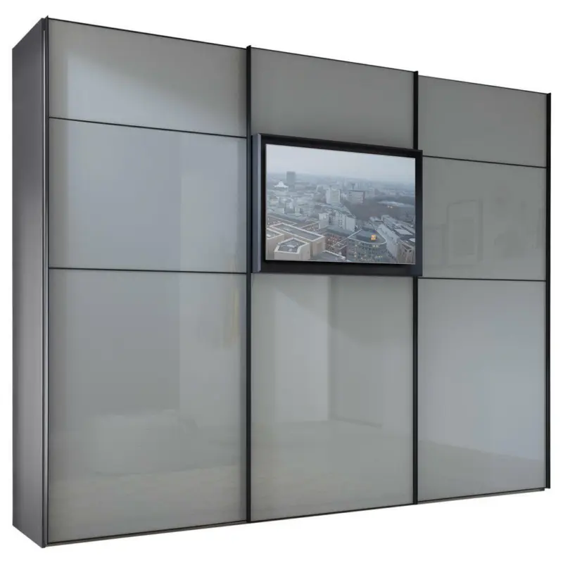 Schwebetürenschrank in Grau, Hellgrau