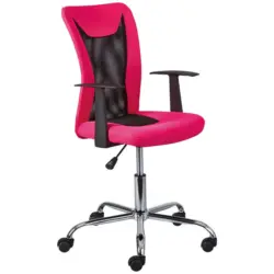 Jugenddrehstuhl in Schwarz, Chromfarben, Pink