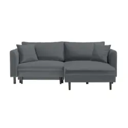 Ecksofa in Velours Dunkelgrau