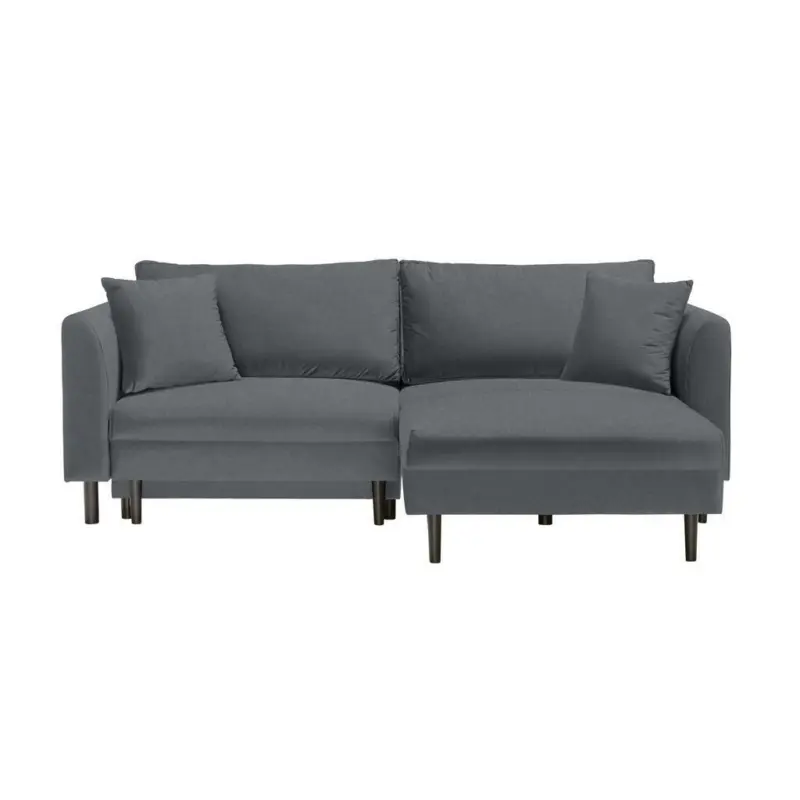 Ecksofa in Velours Dunkelgrau