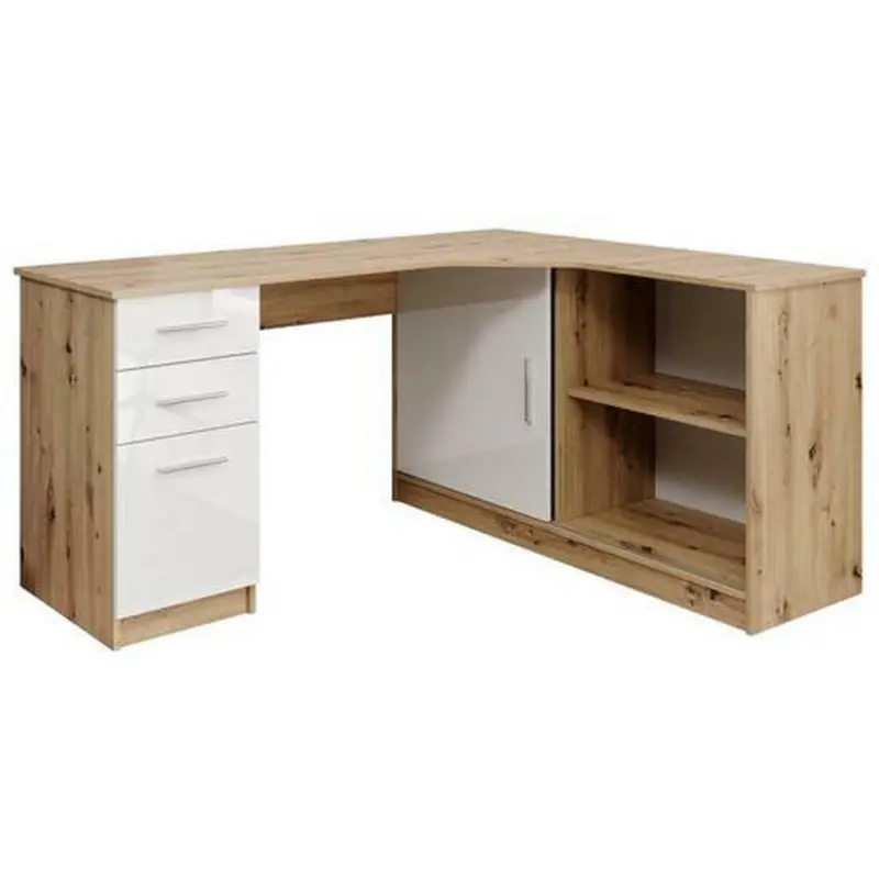 Eckschreibtisch 150/120/75 cm in Weiß, Eichefarben