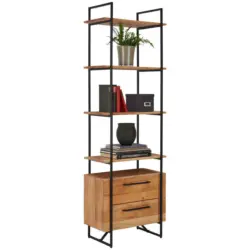 Regal 60/188/35 cm Schwarz, Akaziefarben