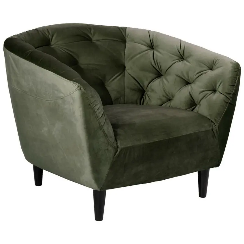 Chesterfield-Sessel in Samt Dunkelgrün