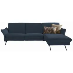 Ecksofa in Chenille Dunkelblau