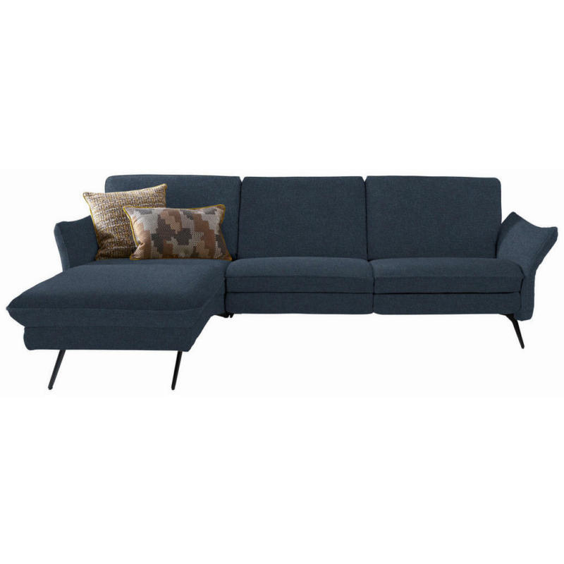 Ecksofa in Chenille Dunkelblau