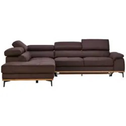 Ecksofa in Lederlook Dunkelbraun