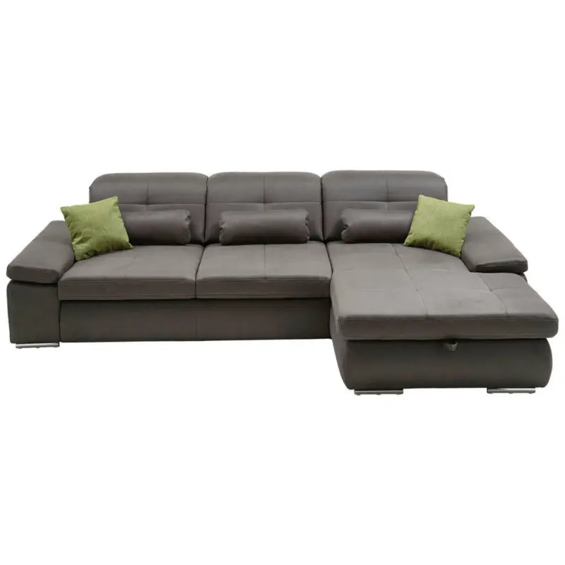 Ecksofa in Flachgewebe Hellgrau