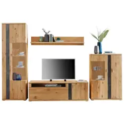 Wohnwand 327,4/208,6/50,2 cm in Eichefarben