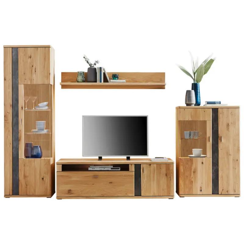 Wohnwand 327,4/208,6/50,2 cm in Eichefarben