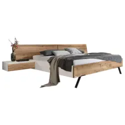 Bettanlage 180/200 cm in Weiß, Eichefarben