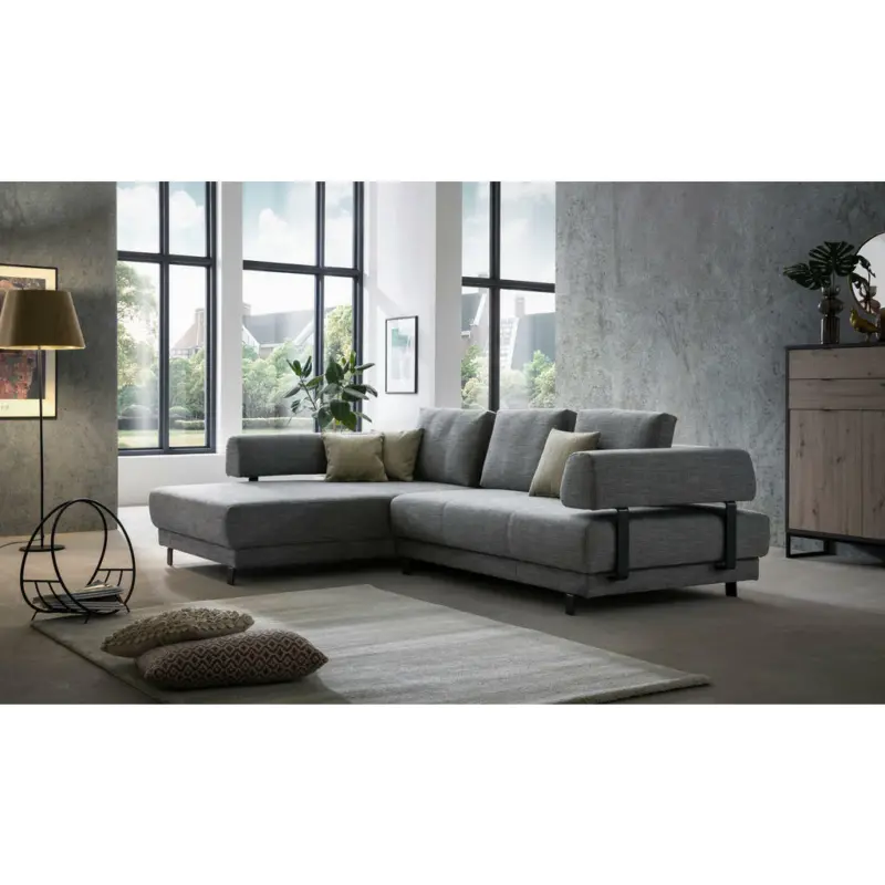 Ecksofa in Flachgewebe Grau